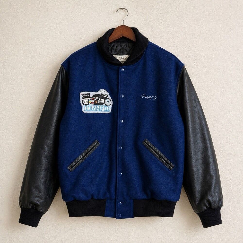 Vintage S&S Cycle Steer Brand Men’s M Varsity Jacket Leather Sleeves USA Wool
